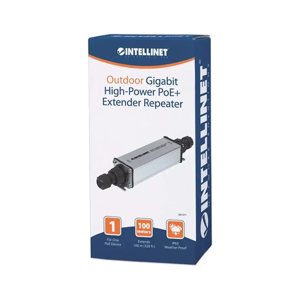 Intellinet 2 Port Outdoor Gigabit PoE+ Extender Repeater