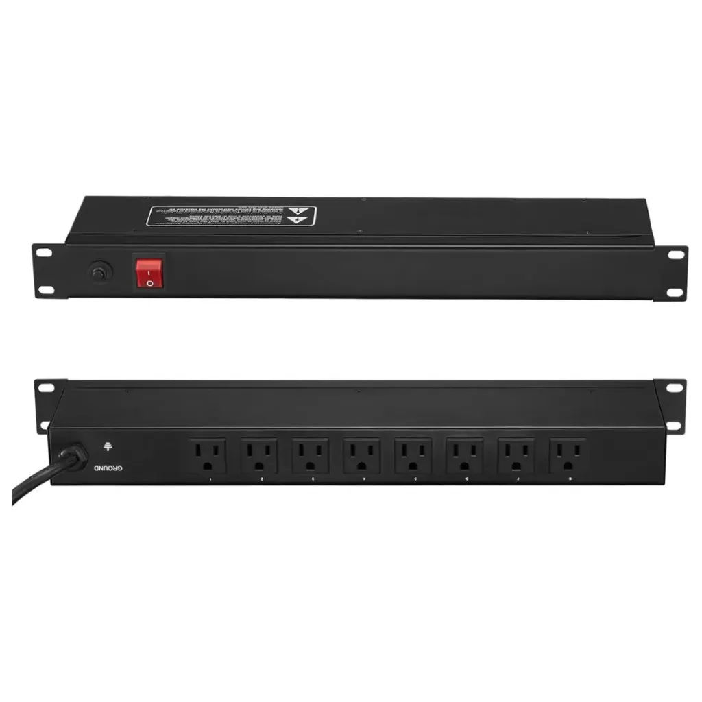VEVOR 8 Outlet Horizontal 1U Rack Mount PDU Power Strip