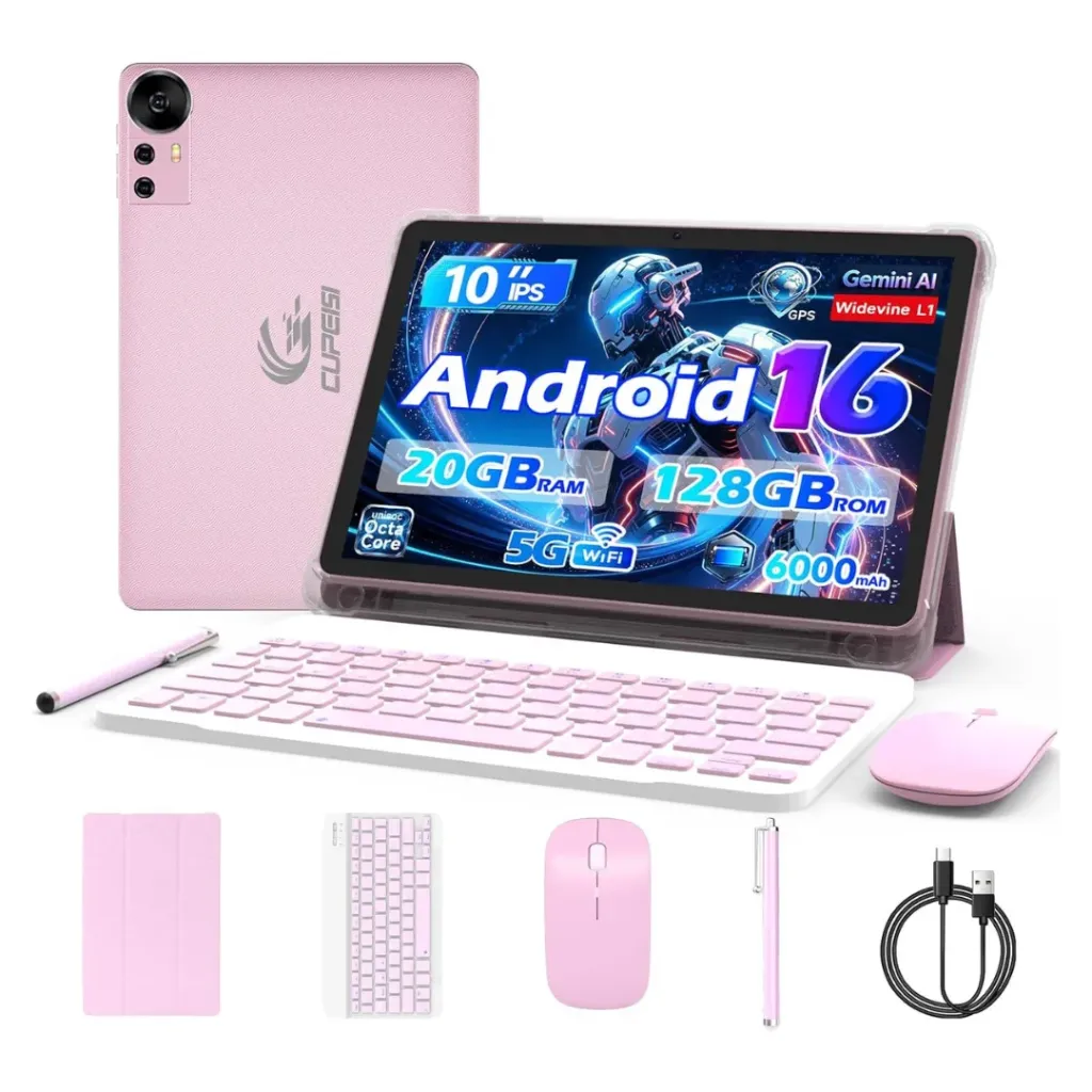 CUPEISI Android 16 Tablet 10 Inch, 20GB RAM+128GB (pink)